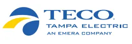 Tampa Electric company logo featuring a blue and yellow design.